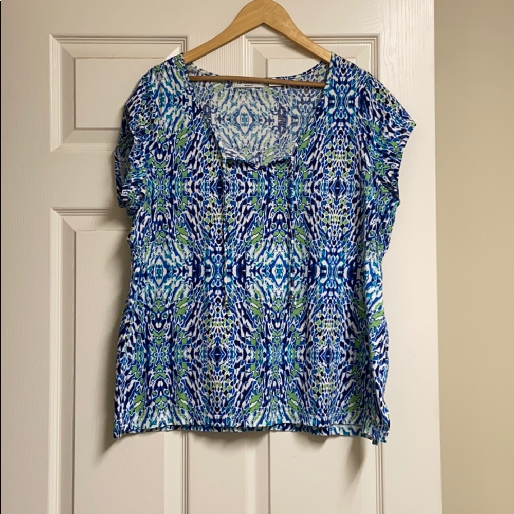 Liz Claiborne Fun Blue Print Top